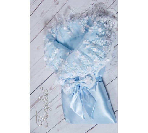 Конверт на выписку Великолепная роскошь атлас голубой