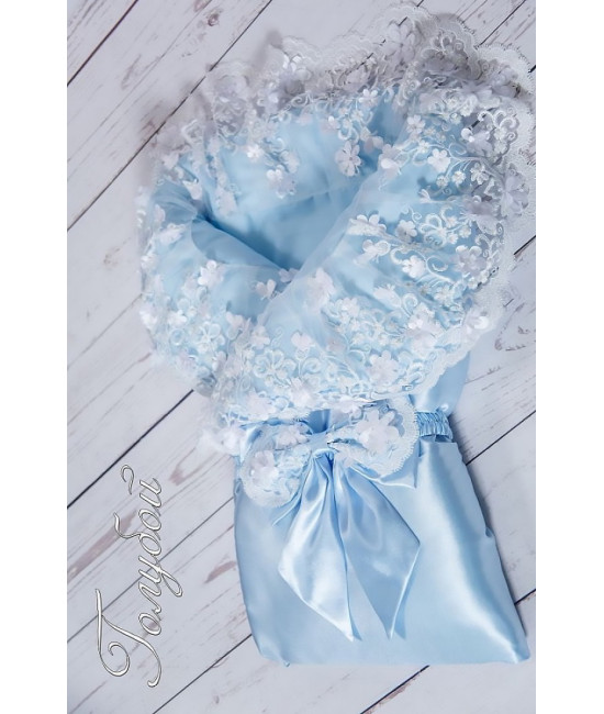 Конверт на выписку Великолепная роскошь атлас голубой