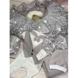 Комплект на выписку Великолепная роскошь-Джентльмен серый