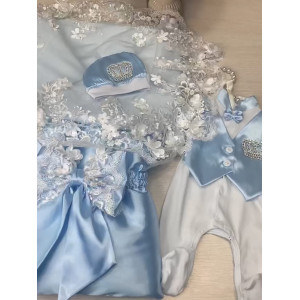 Комплект на выписку Великолепная роскошь-Джентльмен голубой