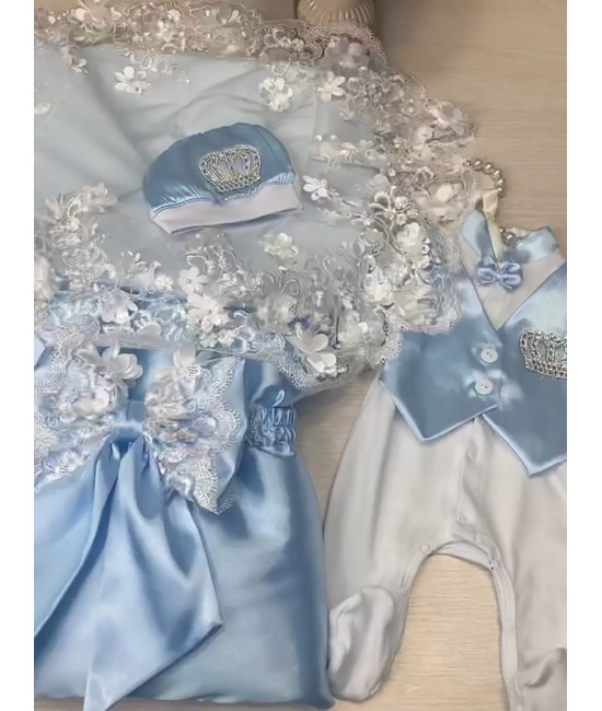 Комплект на выписку Великолепная роскошь-Джентльмен голубой