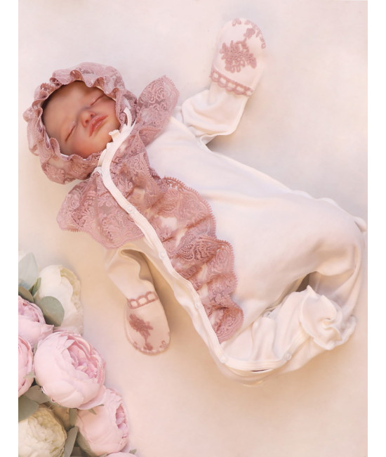 Нарядный комплект Жабо пудра