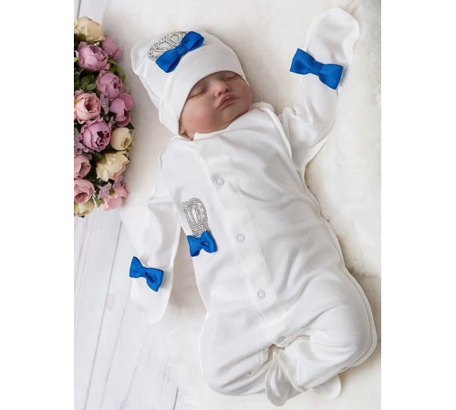 Комбинезон на выписку Бант молочный-синий