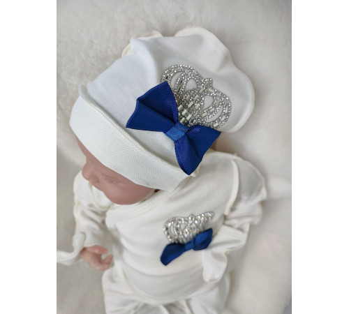 Комплект на выписку Бант молочный-синий