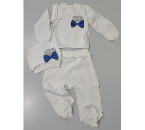 Комплект на выписку Бант молочный-синий