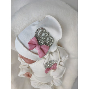 Комплект на выписку Бант молочный-пудра