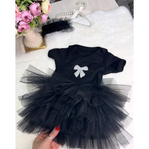 Боди-платье для новорожденных Моти черное