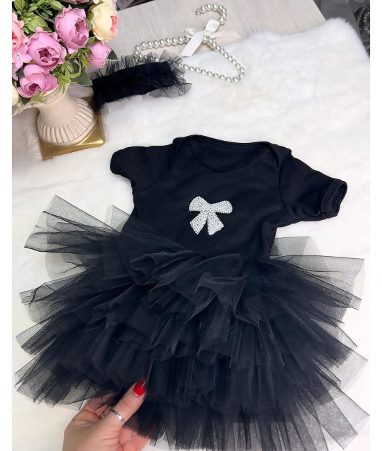 Боди-платье для новорожденных Моти черное