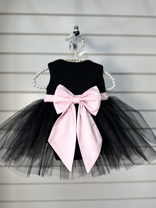 Боди-платье с повязкой Венсди черное