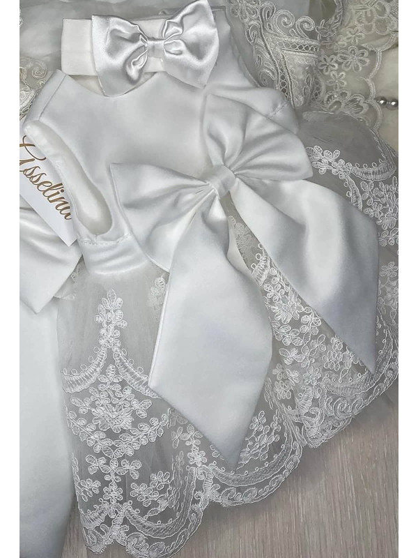 Платье с повязкой и комбинезоном Буше молочный