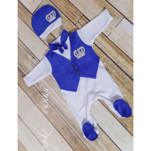 Комплект на выписку Корона ярко-синий серебро