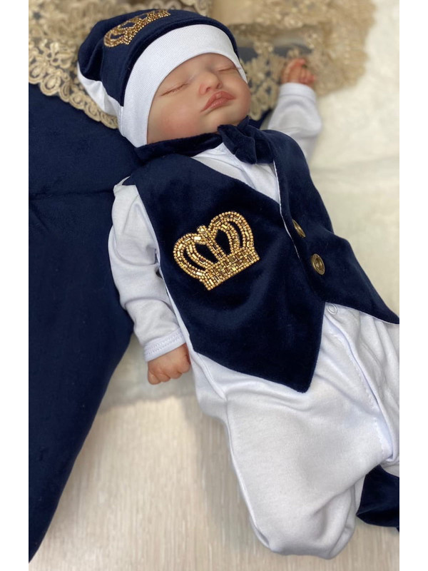 Комбинезон с шапочкой Корона синий