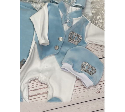 Комплект на выписку Корона голубой