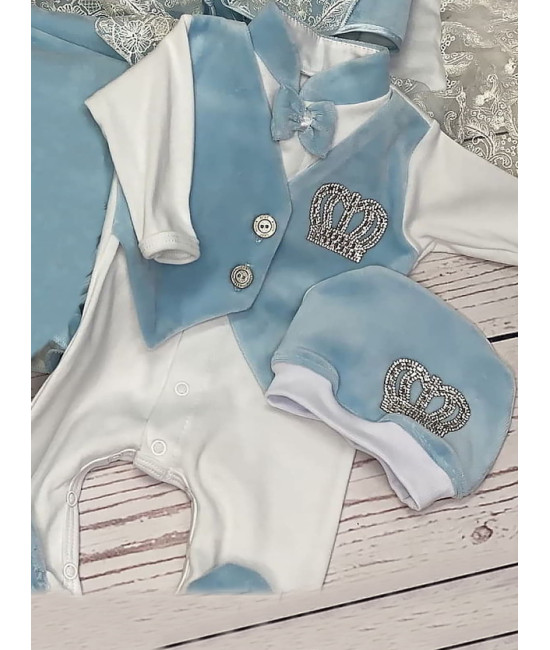 Комплект на выписку Корона голубой