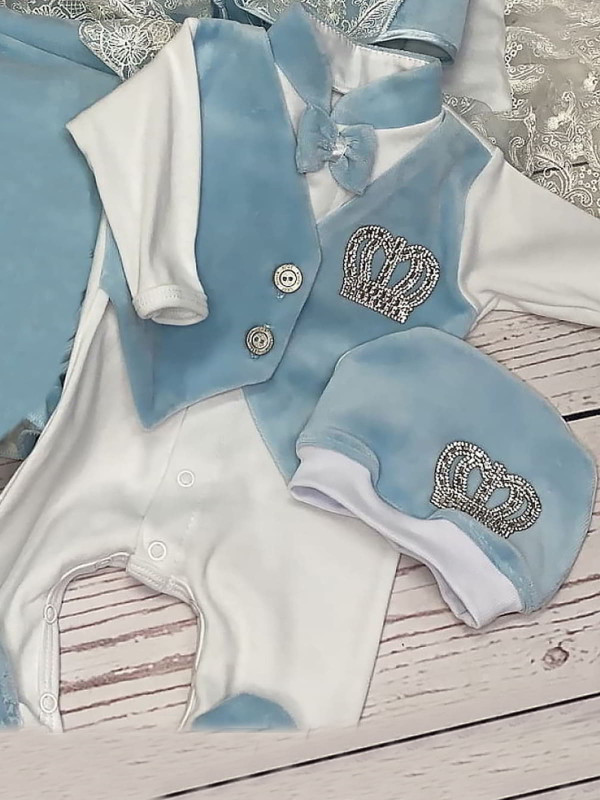 Комбинезон с шапочкой Корона голубой
