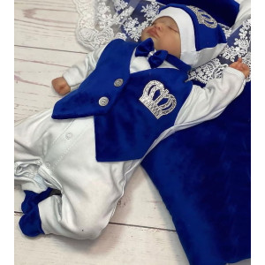 Комплект на выписку Корона ярко-синий серебро