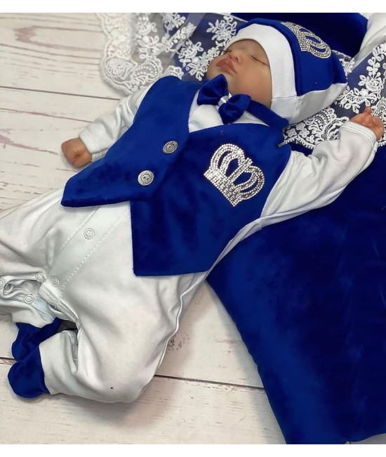 Комплект на выписку Корона ярко-синий серебро