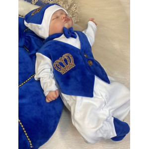 Комплект на выписку Корона ярко-синий золото