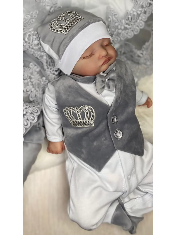 Комбинезон с шапочкой Корона серый
