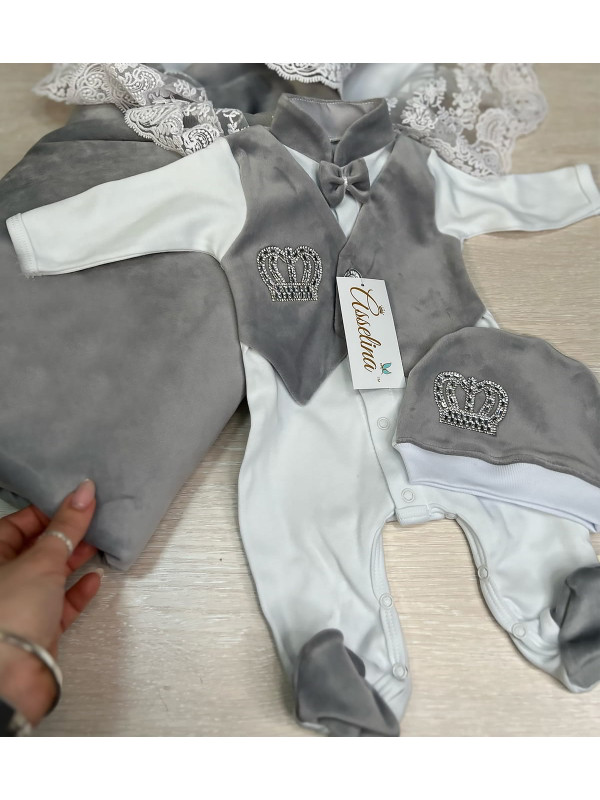 Комплект на выписку Корона серый