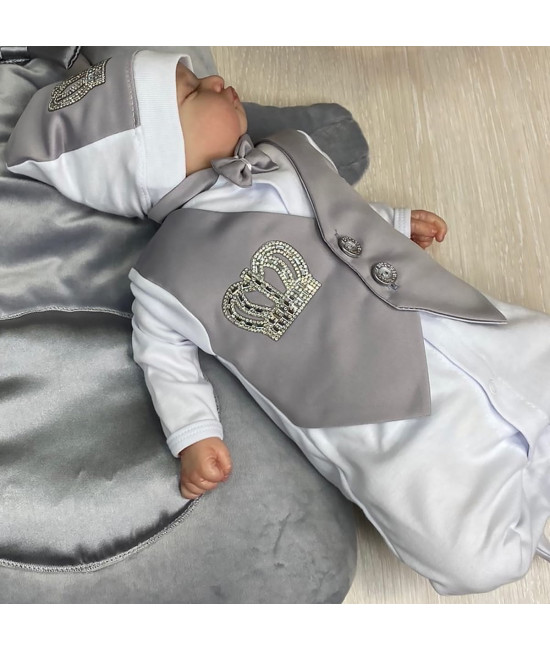 Комплект на выписку Корона серый тафта