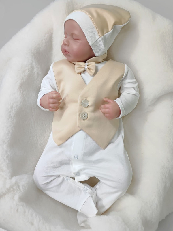 Комбинезон с шапочкой Джентльмен кремовый