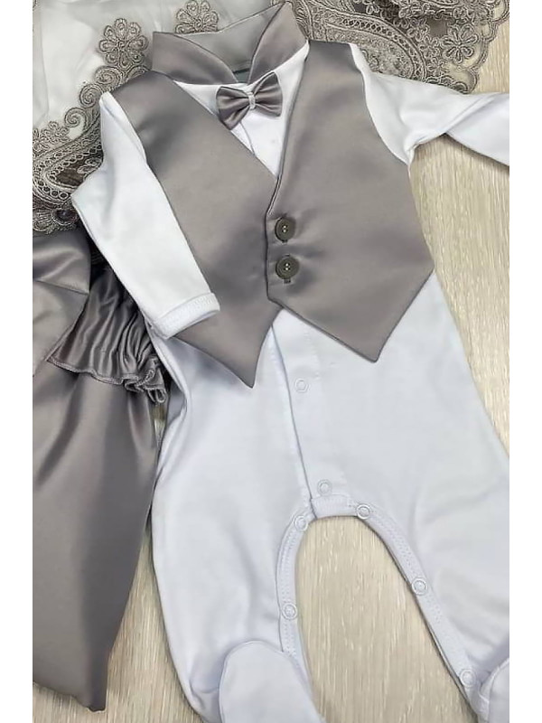 Комбинезон с шапочкой Джентльмен серый