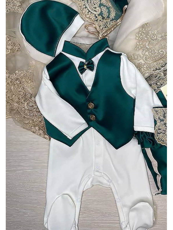 Комбинезон с шапочкой Джентльмен изумрудный
