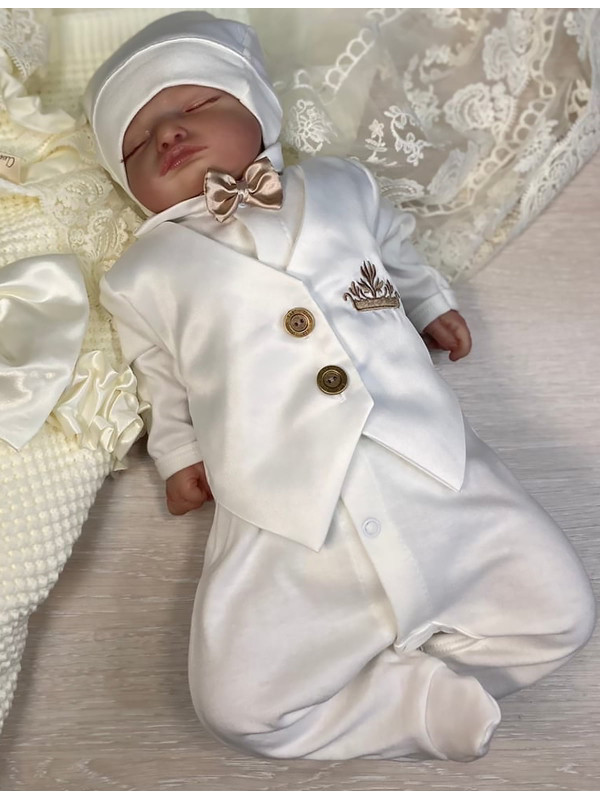 Комбинезон с шапочкой Джентльмен молочный 