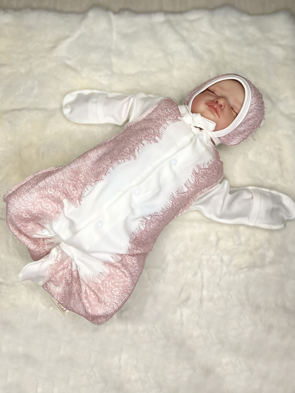 Комбинезон с чепчиком Эбби пудра