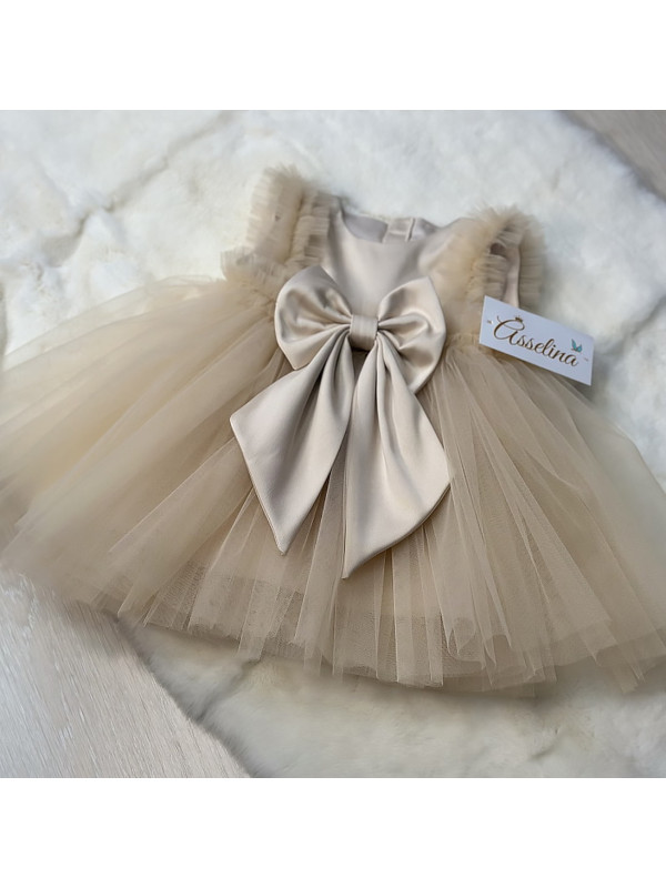 Платье с повязкой и комбинезоном Эльза какао