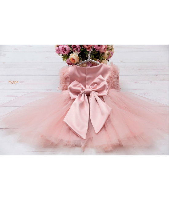 Платье для новорожденных Эльза пудра