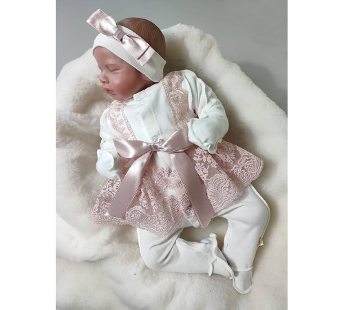 Комплект на выписку Маркиза-Кокетка бархат пудра