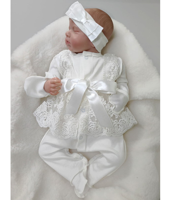 Комбинезон с повязочкой Кокетка молочный