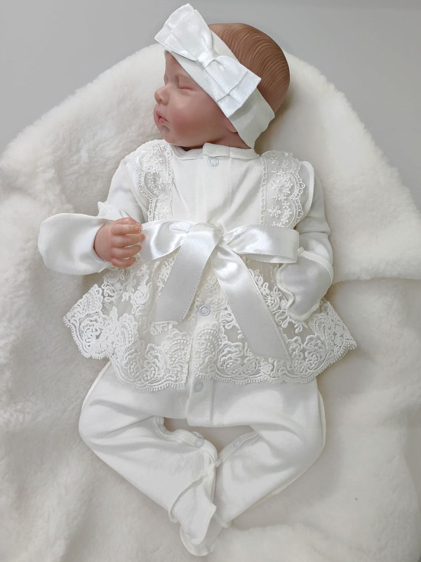 Комбинезон с повязочкой Кокетка молочный