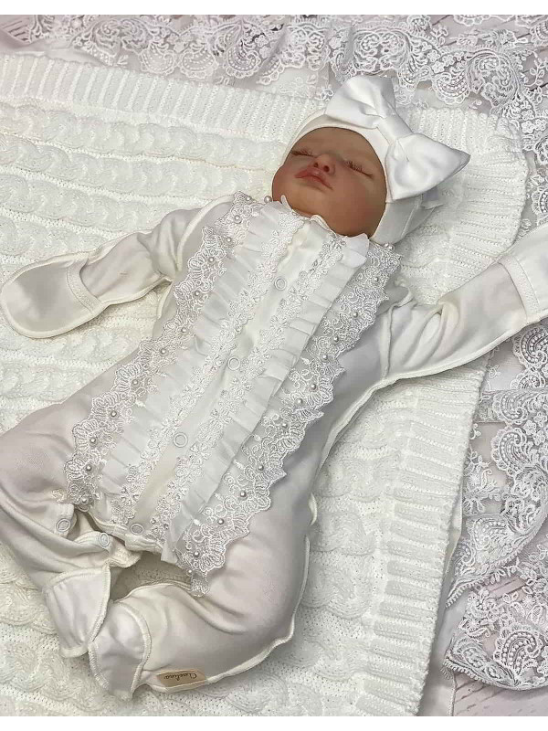 Комбинезон с шапочкой Кристи молочный
