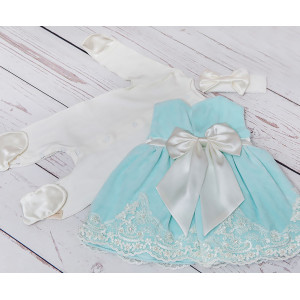 Платье для новорожденных Лея бархат тиффани