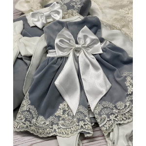 Платье для новорожденных Лея бархат серое