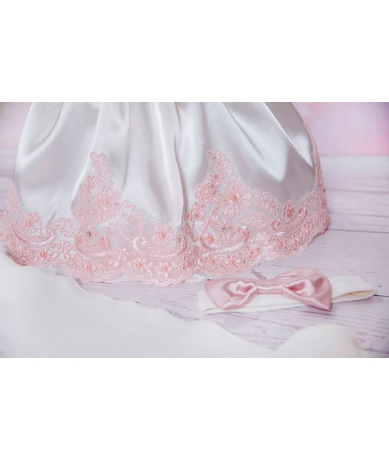 Платье для новорожденных молочное-пудра