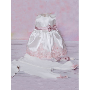 Платье для новорожденных молочное-пудра