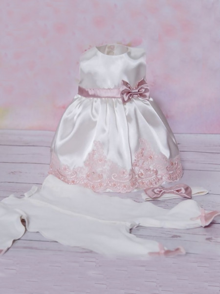 Платье для новорожденных молочное-пудра