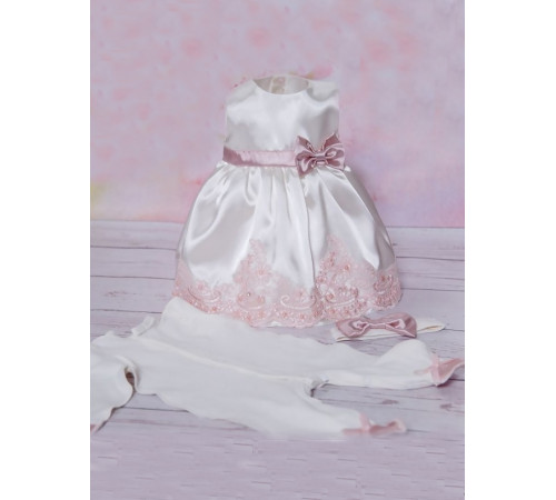 Платье для новорожденных молочное-пудра