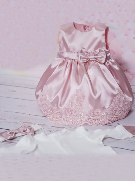 Платье для новорожденных Лея пудра