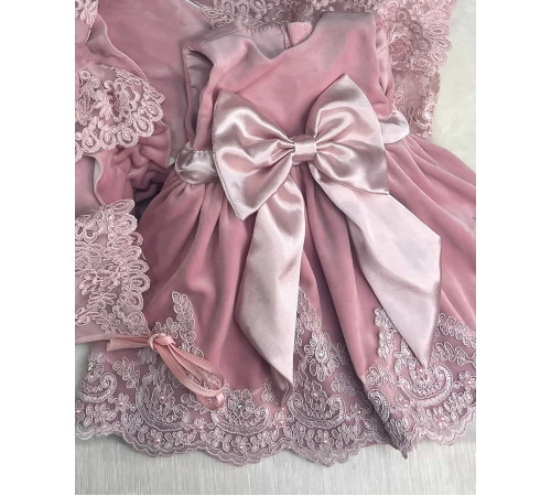 Платье для новорожденных Лея бархат пудра