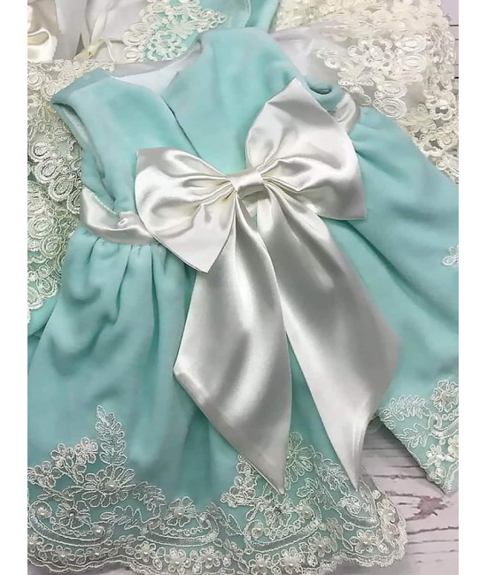 Платье для новорожденных Лея бархат тиффани