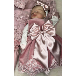 Платье для новорожденных Лея бархат пудра