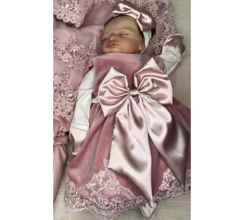 Платье для новорожденных Лея бархат пудра