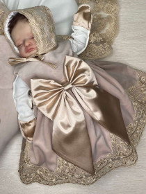 Платье для новорожденных Лея бархат какао