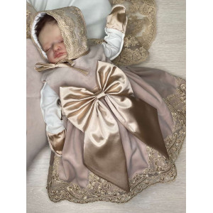 Платье для новорожденных Лея бархат какао