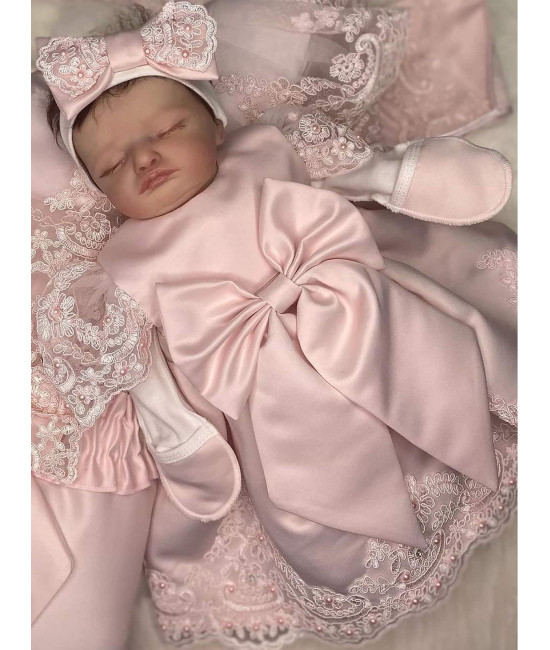 Платье для новорожденных Лея бархат молочное